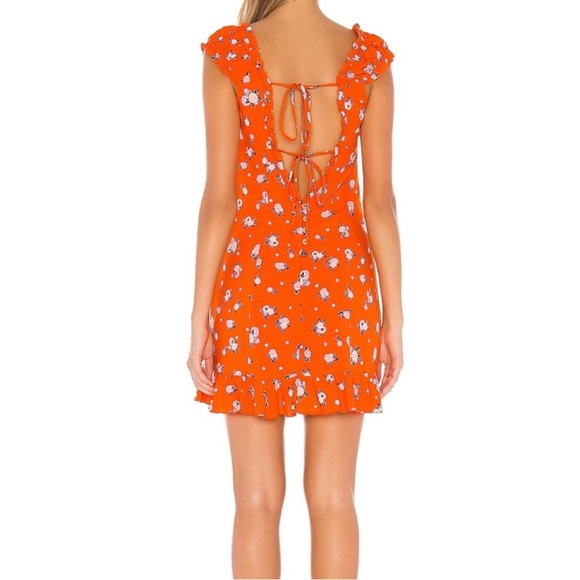Free People Orange Floral Mini Dress size S - Picture 3 of 11